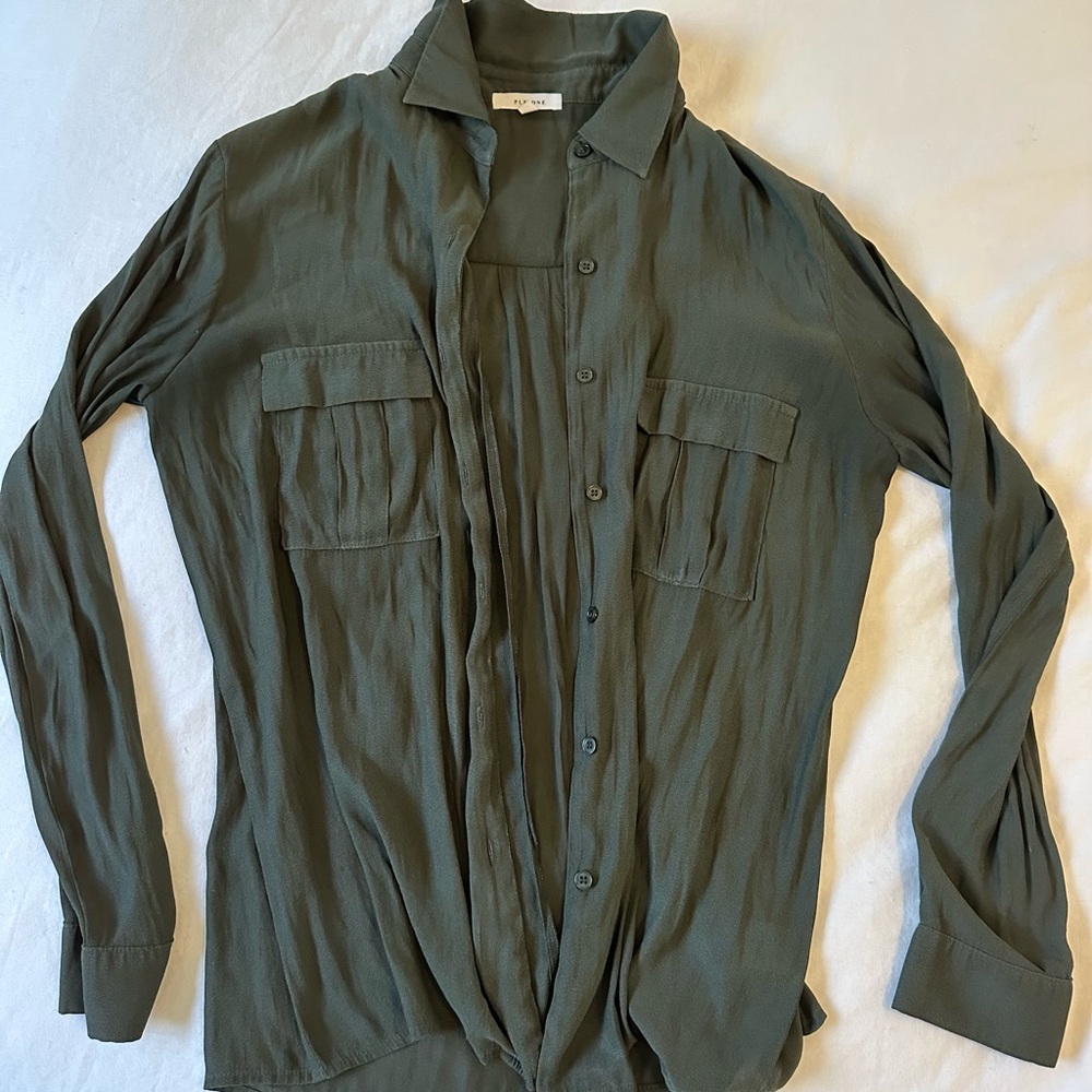 Olive Green Button-Up Shirt